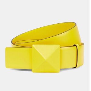Valentino Rockstud Leather Yellow Belt, 80 cm